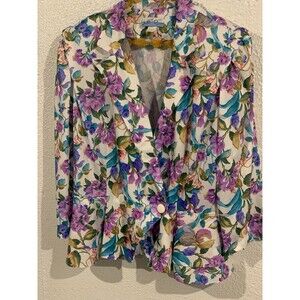 Vintage Just Ducky 80’s Floral Peplum Button Blazer | 14